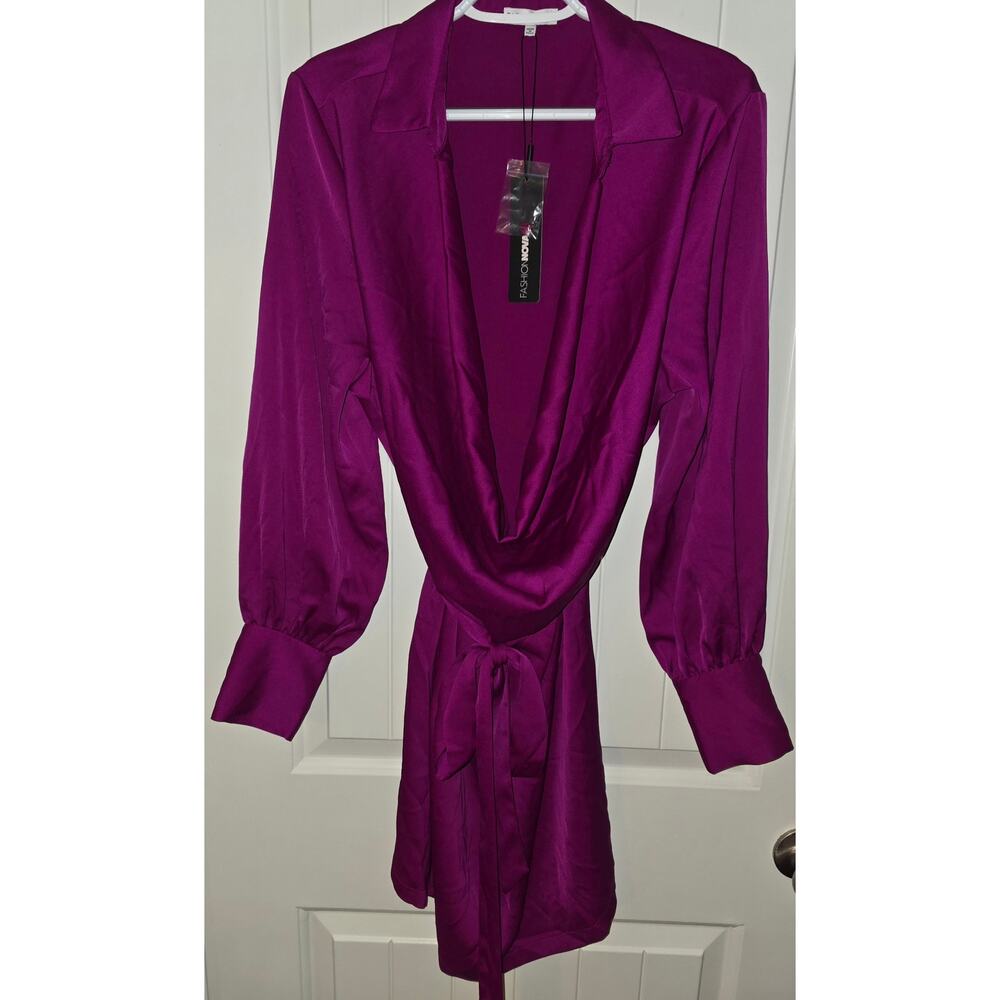 Fashion Nova Magenta Long Sleeve Mini Dress NWT Size 1X